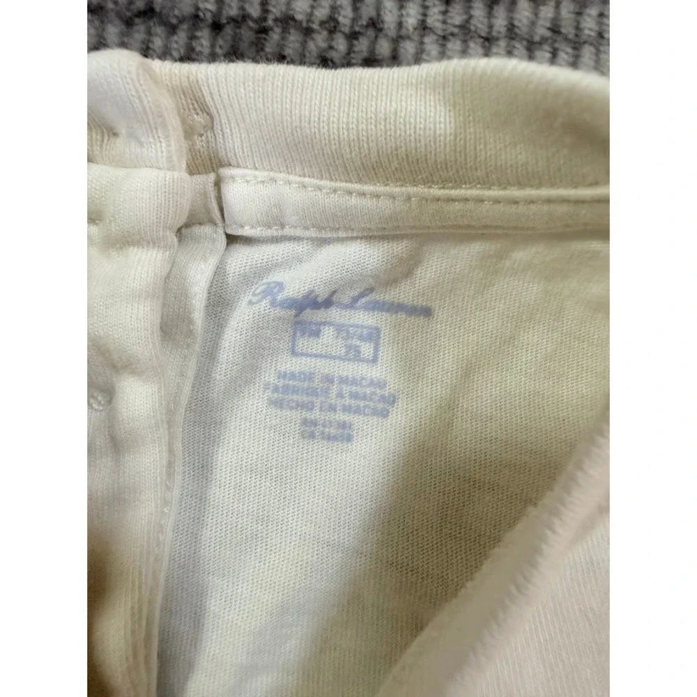 Ralph Lauren Polo Bear Kids Long Sleeve T-Shirt Off White Cream Size 9M 9 Months